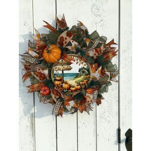 Fall Autumn at the Lake Wreath • Pumpkin Door Wreath • Rustic Fall Decor